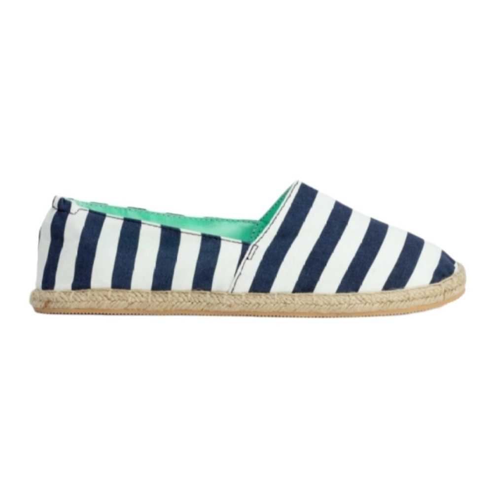 H&M Divided Classic Blue and White Striped Espadrilles Size 8.5.